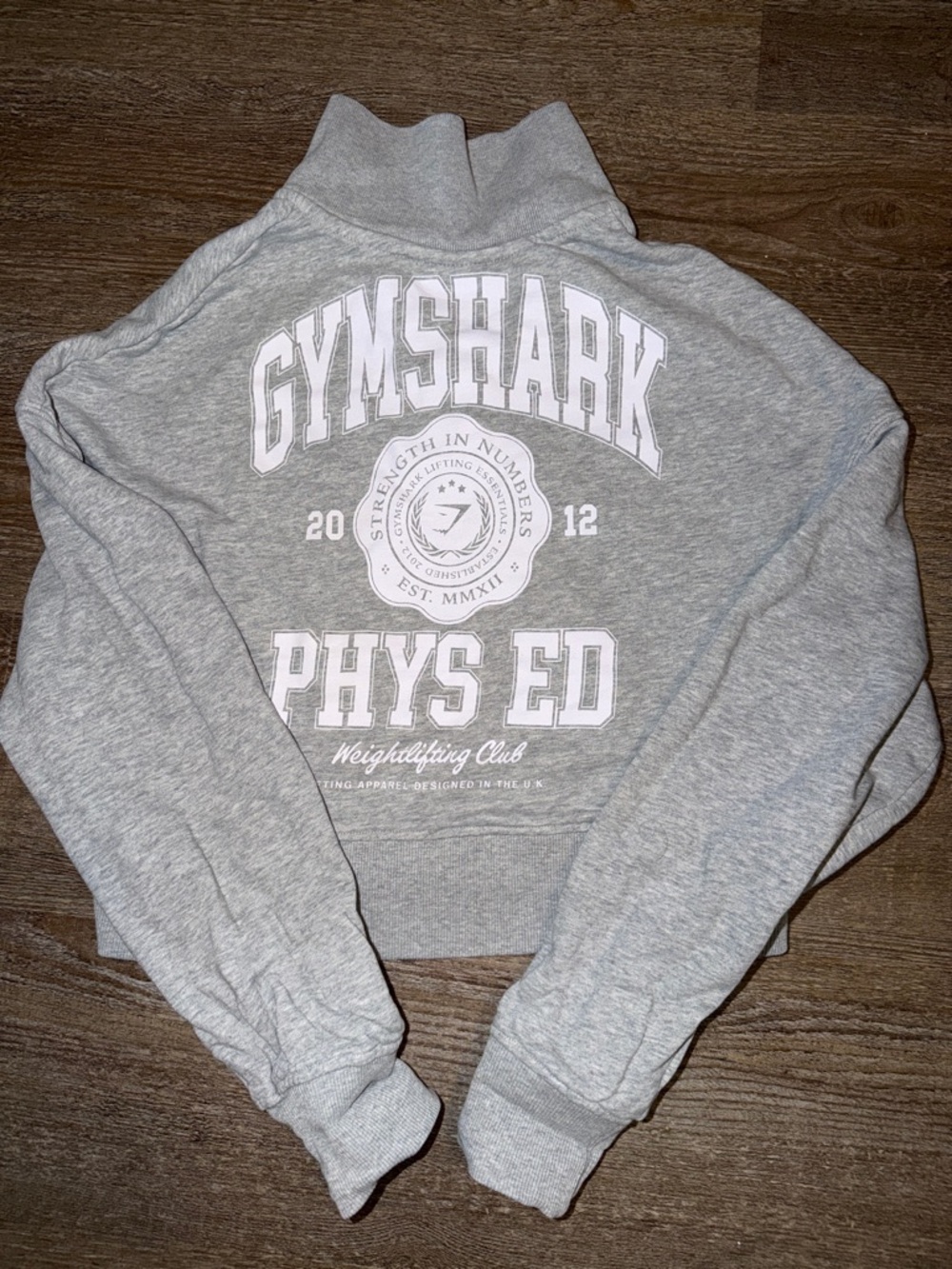 Gymshark Cropped Quarter Zip Sweatshirt XS Gray Phys Ed Logo Pullover